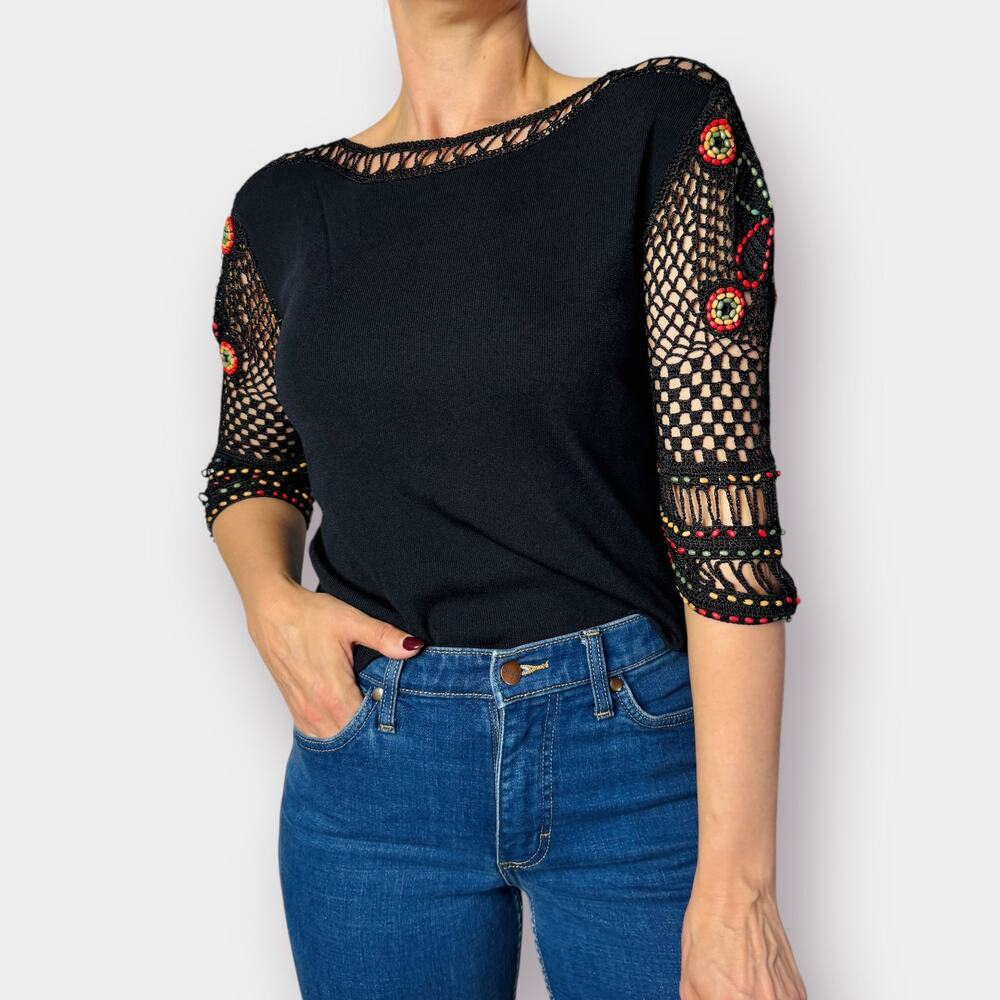 90s Joseph A. Crochet sleeve with beads Size‎ M